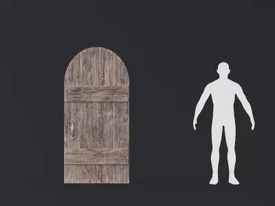 Medieval Door Arched 02 LowPoly Plus HP Low-poly 3D model