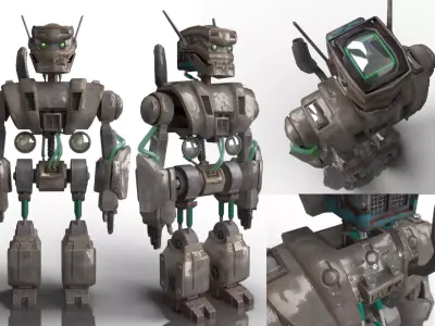 Old Robot Low-poly 3D model