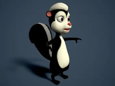 cartoon polecat Low-poly 3D model