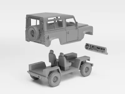 Land RoverDefender 90 - H0 scale car model kit 3D print model
