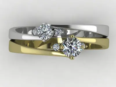 Elegant minimalistic ring made of two types of metal 3D print model