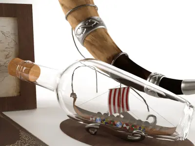 Vikings related decoration set 3D model