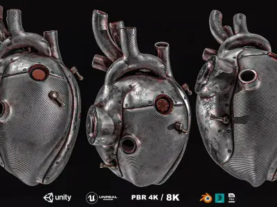 Sci-fi Steel Heart Low-poly 3D model