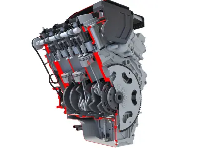 V6 Engine Cutaway 3D model