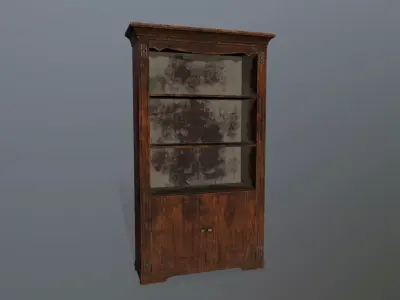 Cupboard 7 wooden bookcase Low-poly 3D model