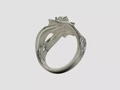 Free Protea Ring Size N with Brilliant Stone Free 3D print model