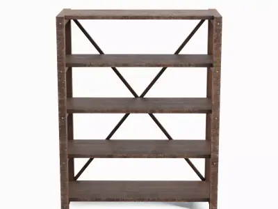Wide Pottery Shelf B 01 Low-poly 3D model
