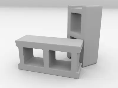 Cinderblock two concrete blocks 3D model
