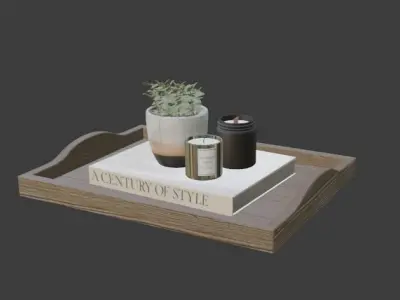 Table Decoration Candles in Tray 3D model