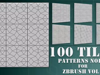 100 Tiles Patterns Noise for Zbrush Vol 2 Low-poly 3D model