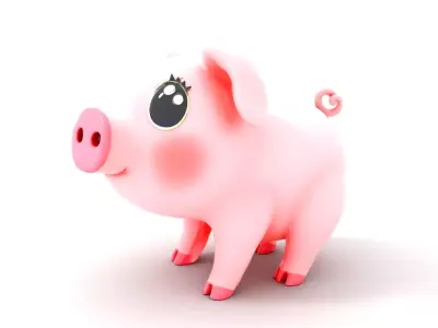 Cute Piggy Character model pack Low-poly 3D model