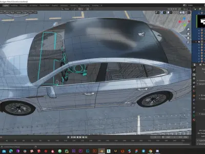 Modern exterior with VW Arteon R-line 2017 Low-poly 3D model