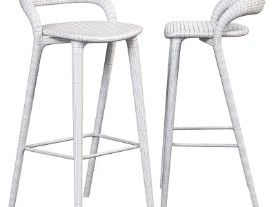 Bar stool Lugano oak natural tone 3D model