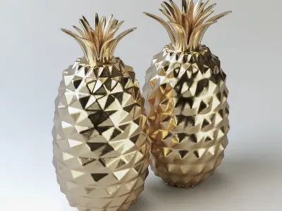 Golden Pineapple Decorations 3D model