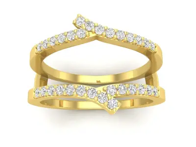 AV 509 Diamond Ladies Wedding Band Double Ring 3D print model