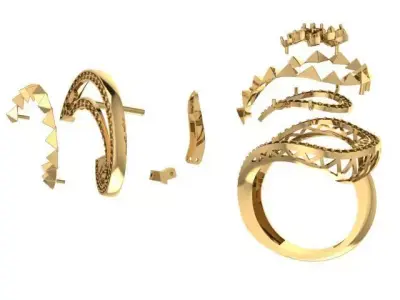 Set Ring and Earring for 3D Models 3D print model