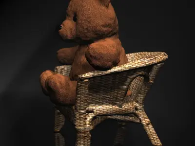 Teddy Bear on chair 3D model