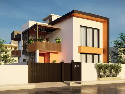 Modern Two-Story House 3D model
