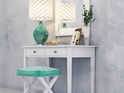 MODERN VANITY Dressing Table with Decorative Set 3D model