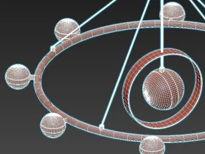 raise gold chandelier with glass balls 3D model