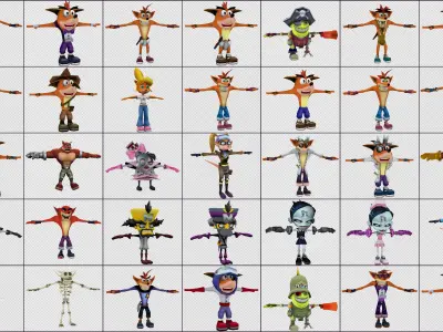 Cartoon - Characters cars weapons Low-poly 3D model