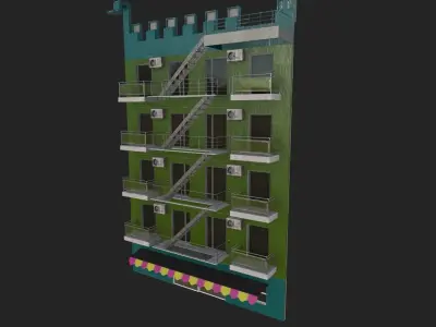 3D Front Of Apartment Model With Texture - High Poly Low-poly 3D model