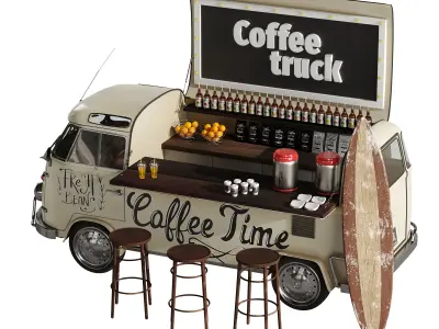 Coffee truck set 1 3D model