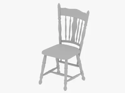 Vintage antique Ukrainian wooden chair 3D model