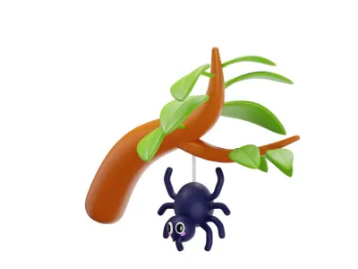 Spider on tree 3D model