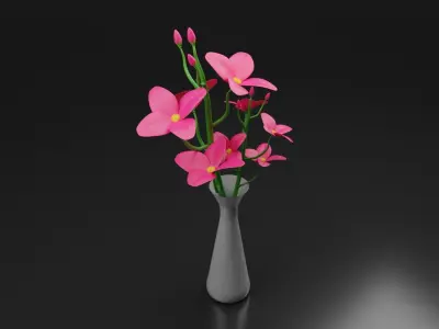 3D Flowers in vase Low-poly 3D model