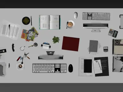Working Table and Decor Office 3dmodeling Vray material 3D model