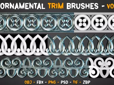 50 Ornamental Trim Brushes   Vol 46 Low-poly 3D model