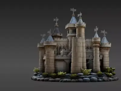 Fantasy Castle 3D Model Desk Decor Tabletop Game Prop 3D model