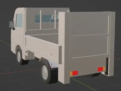 Low-poly 3D model Light truck crane vehicle Power gate vehicle  Low-poly 3D model