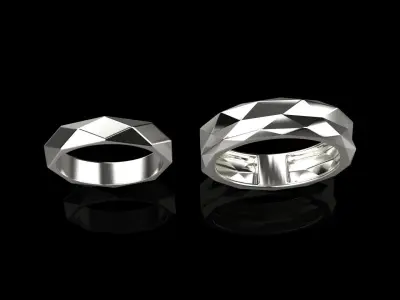Wedding ring faceted  28 3D print model