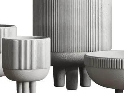 Vase Concrete Indoor Outdoor Set 03 3D model