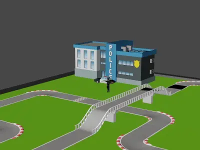 racing model with police low poly game ready  Low-poly 3D model