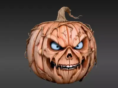 Jack-O-Lantern Pumpkin 3D Model Halloween Decor Print-Ready 3D print model