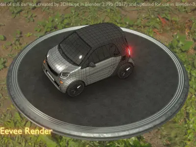 City Car 76 Small Type-E Silver Low-poly 3D model