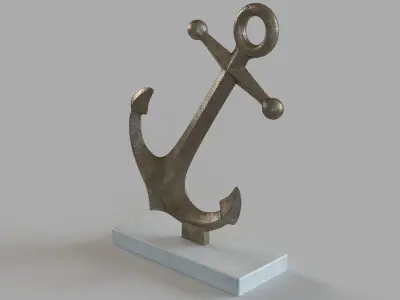 Drop Anchor Antique Gold Sculpture 3D model