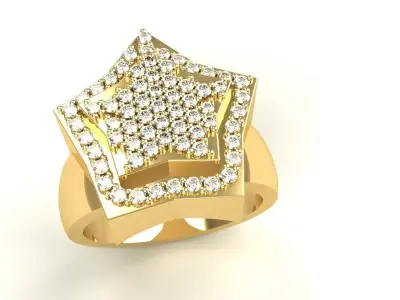 Star Ring Size 11 Round Diamonds Gold Silver Platinum Jewelry 3D print model