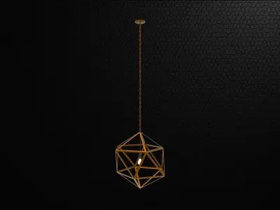 lantern A geometric pendant light in gold 3D model
