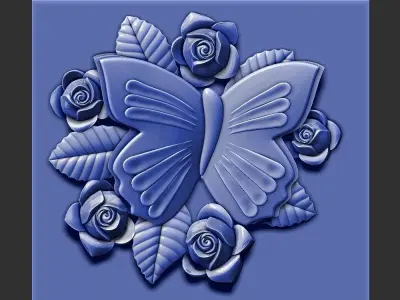 butterfly with flower 3D print model