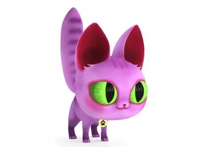 Cartoon Cat Low-poly 3D model 5