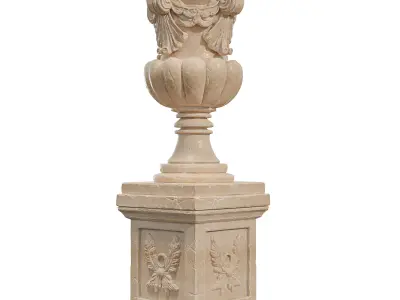 Ancient Old Stone Big Pot 3D model