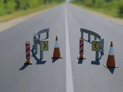 road barriers 3D model Low-poly 3D model