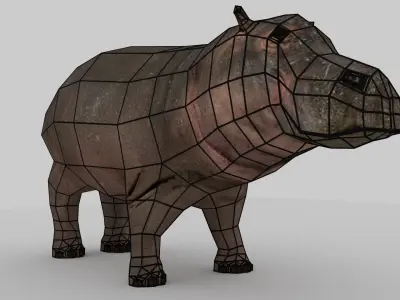 Hippo Low-poly 3D model