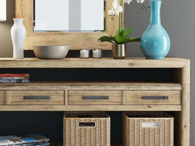 Roslyn Country Table with Decorative Accessories set 3D model