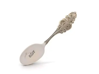Ornate Silver Spoon model pack Low-poly 3D model