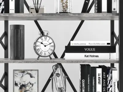 decorative set on bookshelf 3D model